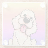 Lachende Labradoodle Glazen Onderzetter (Achterkant)