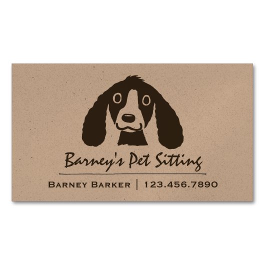 Lachende Lange oren Hond | Huisdierenoppas | Diere Visitekaartje Magneet (Voorkant)