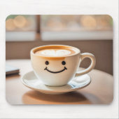 Lachende latte door zonnig raam muismat (Voorkant)