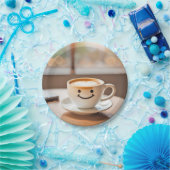 Lachende latte door zonnig raam papieren bordje (Feest)