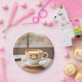 Lachende latte door zonnig raam papieren bordje (Feest)