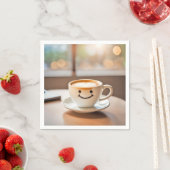 Lachende latte door zonnig raam servet (Insitu)