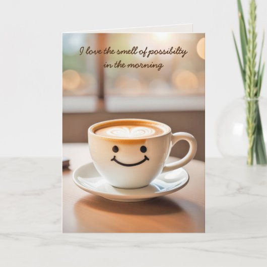 Lachende Latte Verjaardag Kaart (Voorkant)