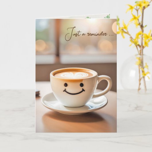 Lachende Latte voor Verjaardag Kaart (Gele Bloem)