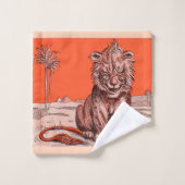 lachende leeuw print bad handdoek (Wasdoekje)