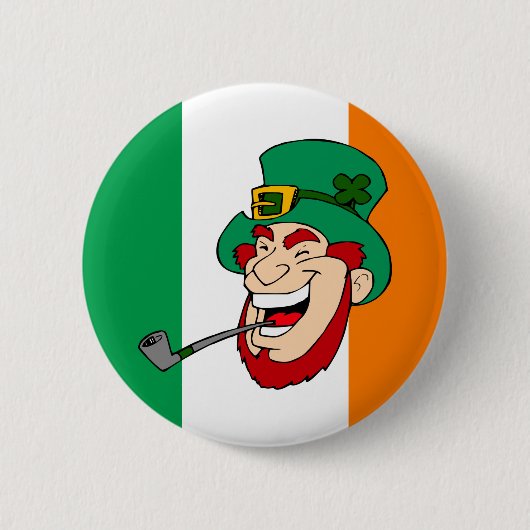 Lachende Leprechaun St. Patrick's Day Ronde Button 5,7 Cm (Voorkant)
