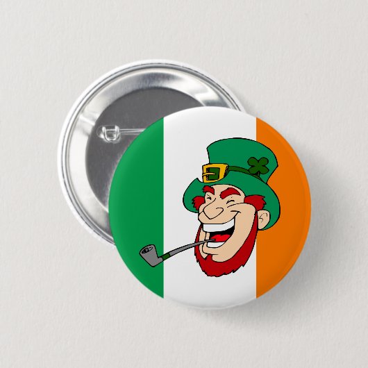 Lachende Leprechaun St. Patrick's Day Ronde Button 5,7 Cm (Voorkant /achterkant)