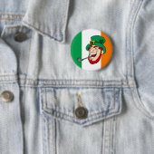 Lachende Leprechaun St. Patrick's Day Ronde Button 5,7 Cm (In situ)