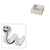 Lachende Leuke Cartoon Snake Illustratie Grote Oge Rubberstempel (Gestempeld)