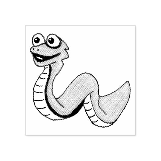 Lachende Leuke Cartoon Snake Illustratie Grote Oge Rubberstempel (Afrduk)