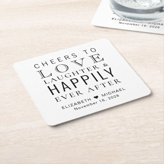 Lachende liefhebbers lachen gelukkig altijd na bru kartonnen onderzetters (Schuin)