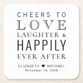 Lachende liefhebbers lachen gelukkig altijd na bru kartonnen onderzetters (Voorkant)