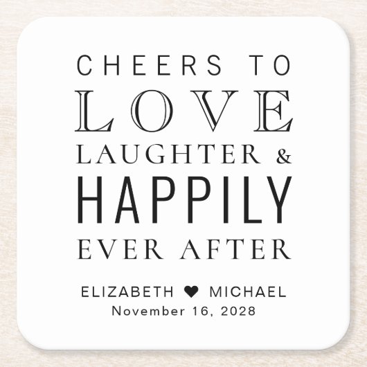 Lachende liefhebbers lachen gelukkig altijd na bru kartonnen onderzetters (Voorkant)