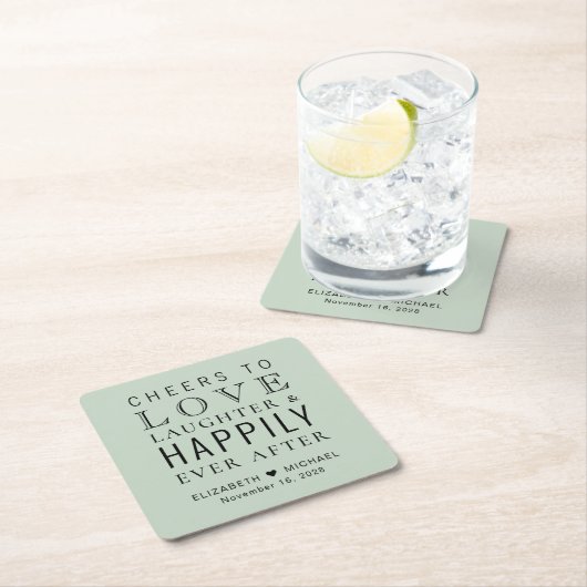 Lachende liefhebbers lachen gelukkig altijd na bru kartonnen onderzetters (Insitu)