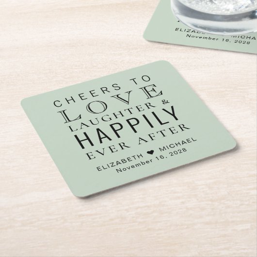 Lachende liefhebbers lachen gelukkig altijd na bru kartonnen onderzetters (Schuin)