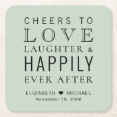 Lachende liefhebbers lachen gelukkig altijd na bru kartonnen onderzetters (Voorkant)