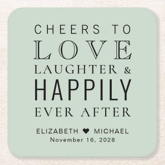 Lachende liefhebbers lachen gelukkig altijd na bru kartonnen onderzetters (Voorkant)