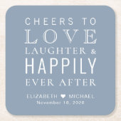 Lachende liefhebbers lachen gelukkig altijd na bru kartonnen onderzetters (Voorkant)