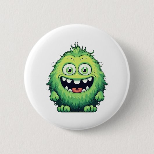 Lachende Lieve Groene Monster Cartoon Ronde Button 5,7 Cm (Voorkant)