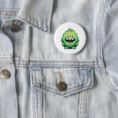 Lachende Lieve Groene Monster Cartoon Ronde Button 5,7 Cm (In situ)