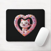 Lachende lieve kat met hart grappig uniseks ontwer muismat (Met muis)