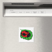 Lachende lieveheersbeestje op een groen blad magneet (Insitu (Vaatwasser))