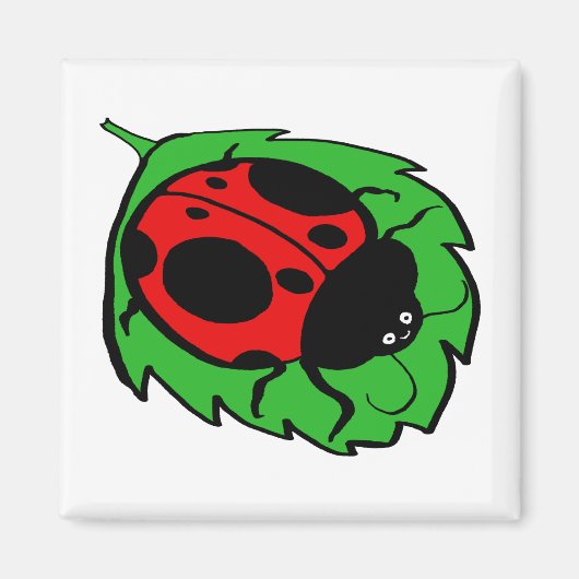 Lachende lieveheersbeestje op een groen blad magneet (Voorkant)