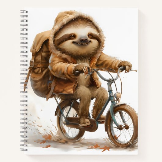 Lachende luiaard fietser notitieboek (Voorkant)