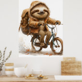 Lachende luiaard fietser poster (Keuken)