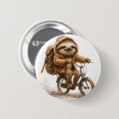 Lachende luiaard fietser ronde button 5,7 cm (Voorkant /achterkant)