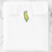 lachende maïspop karakter ronde sticker (Tas)