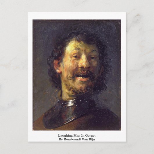 Lachende Man in Gorget door Rembrandt van Rijn Briefkaart (Voorkant)