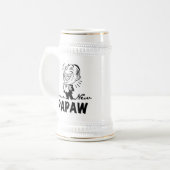 Lachende nieuwe Papaw Tshirts en geschenken Bierpul (Voorkant links)