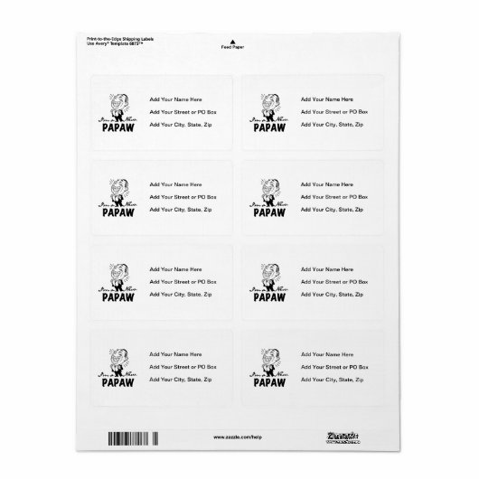 Lachende nieuwe Papaw Tshirts en geschenken Etiket (Full Sheet)