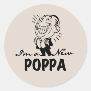 Lachende nieuwe Poppa T-shirts en geschenken Ronde Sticker