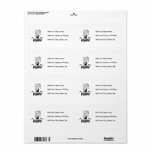 Lachende nieuwe Poppy T-shirts en geschenken Etiket (Full Sheet)