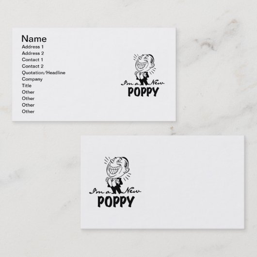 Lachende nieuwe Poppy T-shirts en geschenken Visitekaartje (Voorkant / Achterkant)