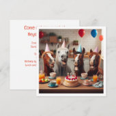 Lachende paarden vieren verjaardag, paard kaart (Voorkant / Achterkant)