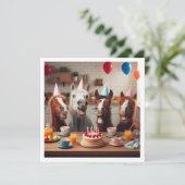 Lachende paarden vieren verjaardag, paard kaart (Staand voorkant)