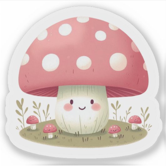 lachende paddenstoel sticker (Voorkant)
