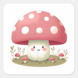 lachende paddenstoel vierkante sticker