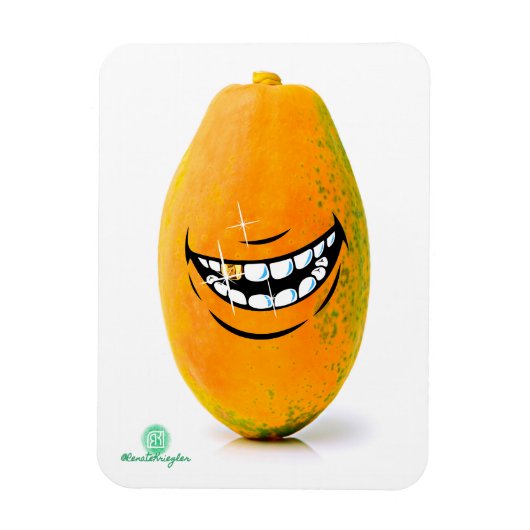 Lachende Pawpaw met 'n Goue Tand Magneet (Verticaal)