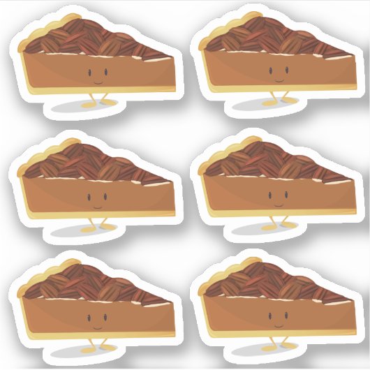 Lachende Pecan Pie Slice Cartoon Karakter Sticker (Voorkant)