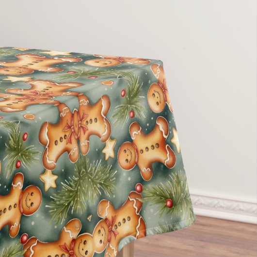 Lachende peperkoek man Kerstpatroon Tafelkleed (Voorbeeld)