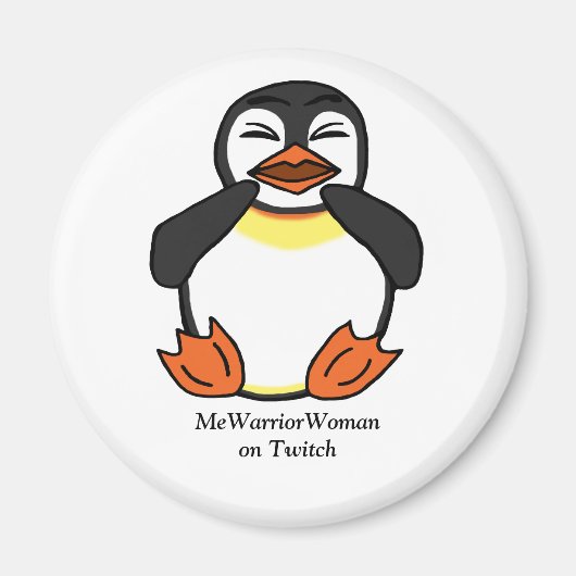 Lachende Pinguïn, MeWarriorVrouw op Twitch Magneet (Voorkant)