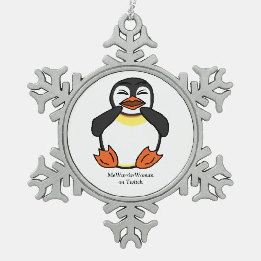 Lachende Pinguïn, MeWarriorVrouw op Twitch Tin Sneeuwvlok Ornament (Voorkant)