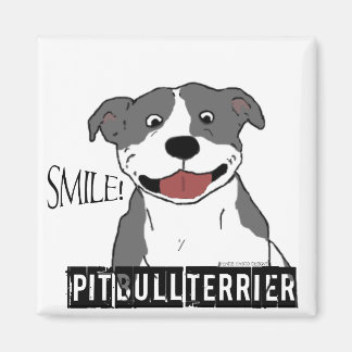 Lachende Pit Bull (Blauw en Wit) Magneet