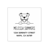 Lachende Pit Bull Dog Adres Rubberstempel (Afrduk)