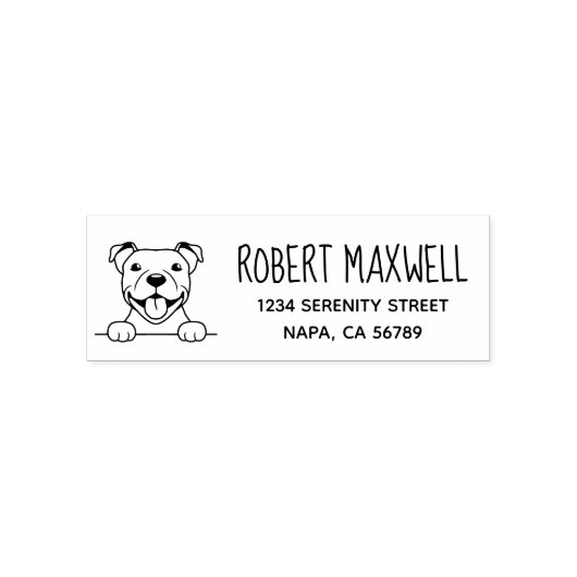 Lachende Pit Bull Hond Retouradres Zelfinktende Stempel (Design)