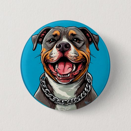 🐶 Lachende Pitbull-hond Liefhebber Badge Cadeau Ronde Button 5,7 Cm (Voorkant)